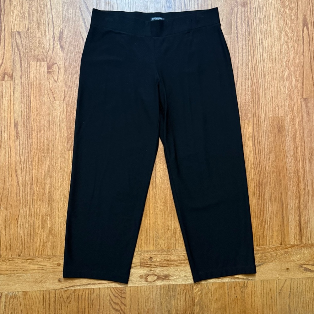 Eileen Fisher Washable Stretch Crepe Straight Pants in Black size L P petite - Picture 3 of 13
